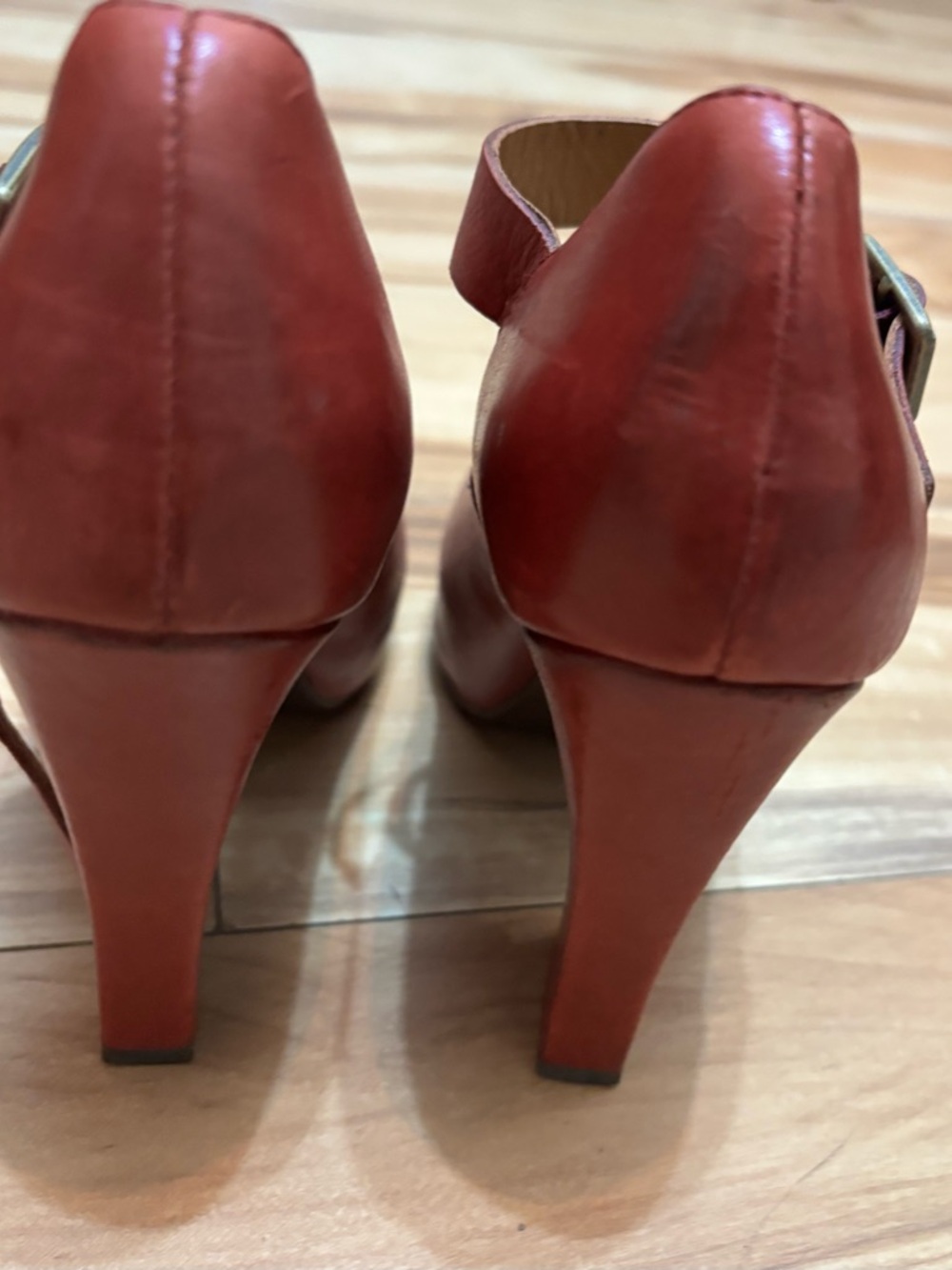 Kork-Ease prisella Red Mary Jane Block Heel Pumps 6 - Picture 3 of 10